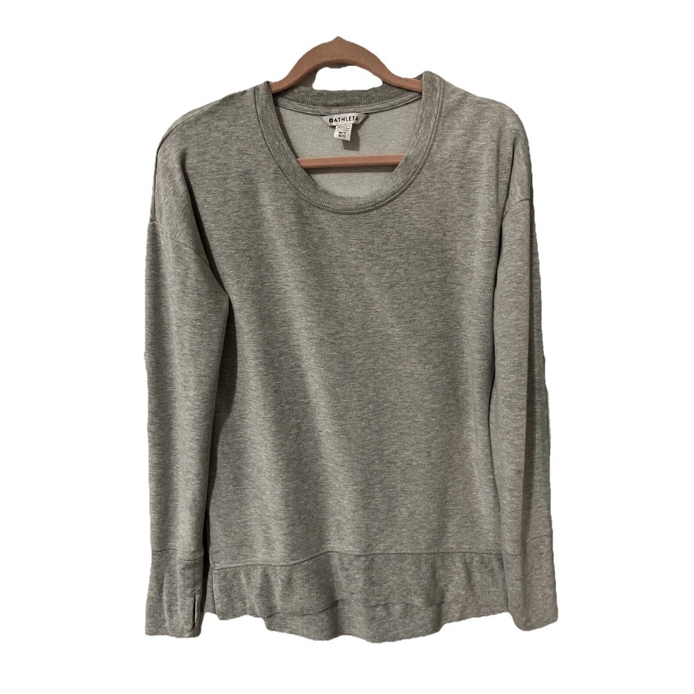 Athleta‎ Coaster Luxe Sweatshirt Heathered Grey Modal Blend Thumbholes Size MT
